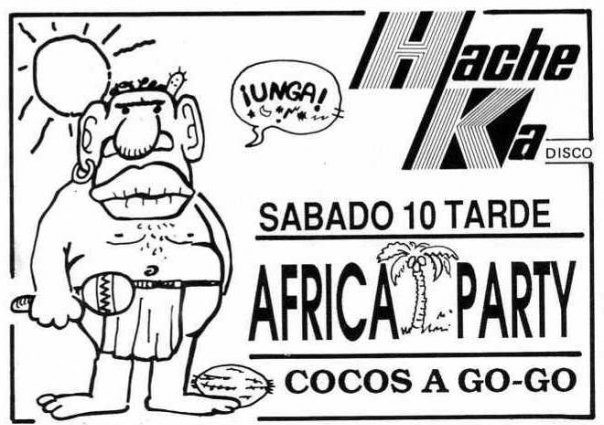Flyer de la discoteca Hacke Ka de Gav Mar (Africa Party)